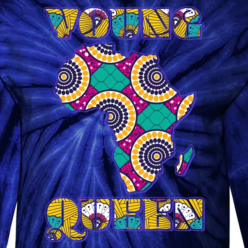 Young African Queen African Cloth Pattern Celebrating Black History Tie-Dye Long Sleeve Shirt