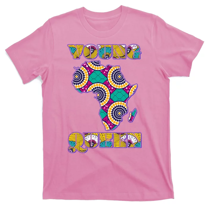 Young African Queen African Cloth Pattern Celebrating Black History T-Shirt