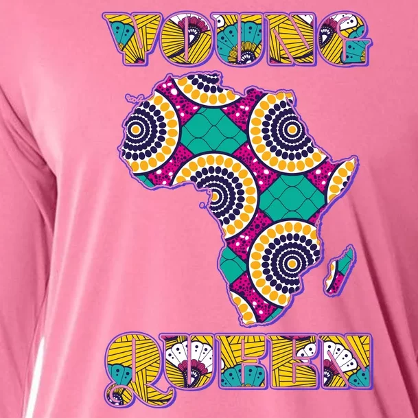 Young African Queen African Cloth Pattern Celebrating Black History Cooling Performance Long Sleeve Crew