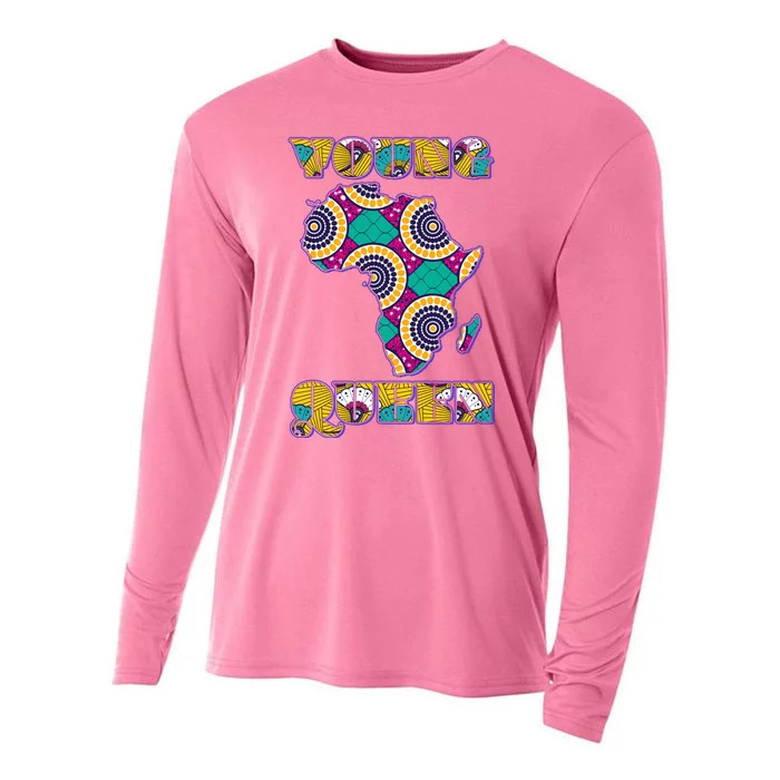 Young African Queen African Cloth Pattern Celebrating Black History Cooling Performance Long Sleeve Crew