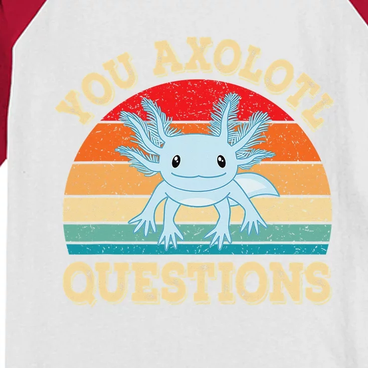 You Axolotl Questions Funny Axolotls Retro Kawaii Kids Colorblock Raglan Jersey