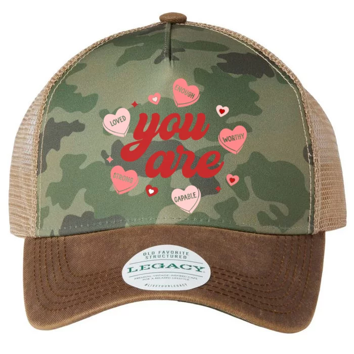 You Are Strong Worthy Loved Happy Valentine's Day Couple Cute Gift Legacy Tie Dye Trucker Hat