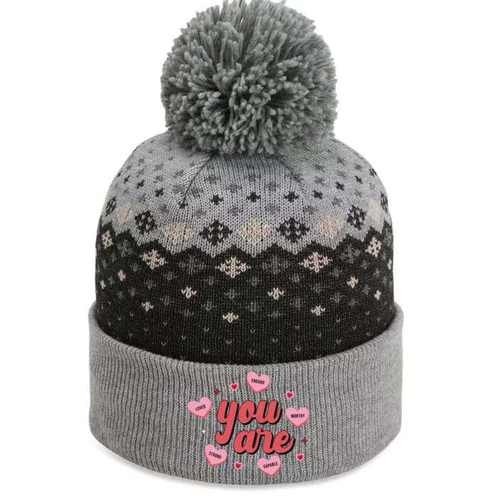 You Are Self Love Hearts The Baniff Cuffed Pom Beanie