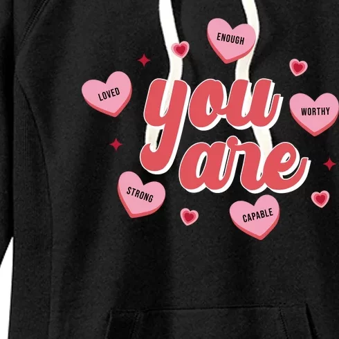 You Are Self Love Hearts Women's Fleece Hoodie