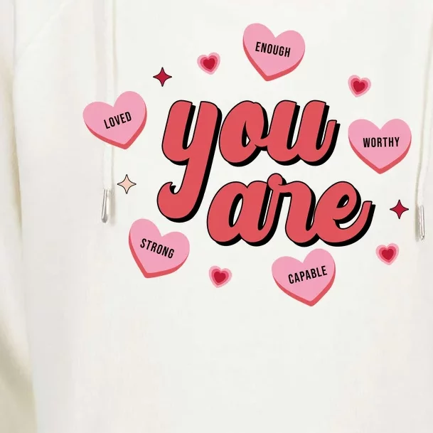 You Are Self Love Hearts Womens Funnel Neck Pullover Hood