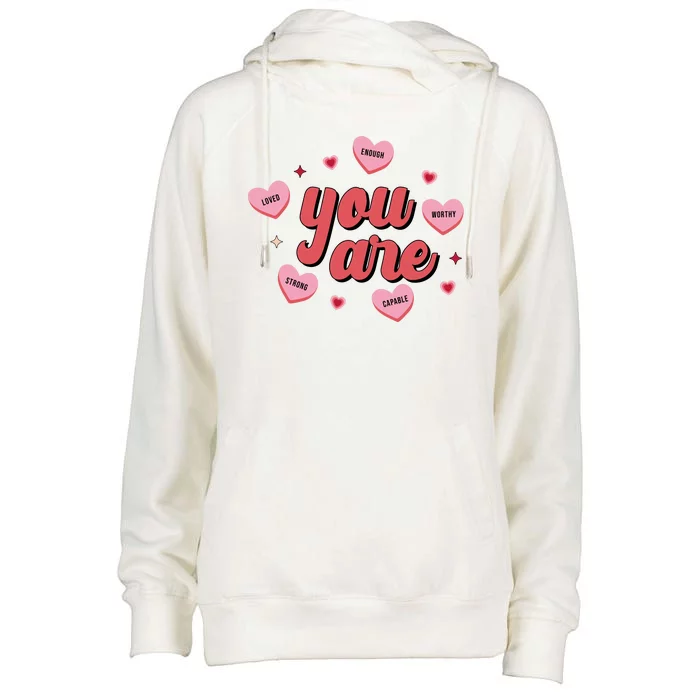 You Are Self Love Hearts Womens Funnel Neck Pullover Hood