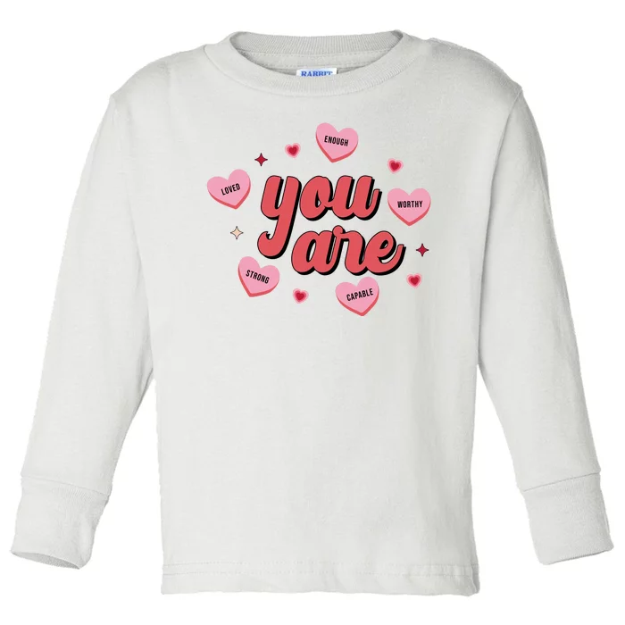 You Are Self Love Hearts Toddler Long Sleeve Shirt