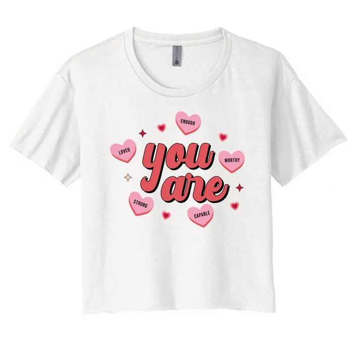 You Are Self Love Hearts Women's Crop Top Tee