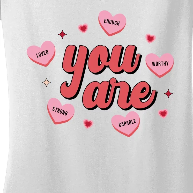 You Are Self Love Hearts Women's V-Neck T-Shirt