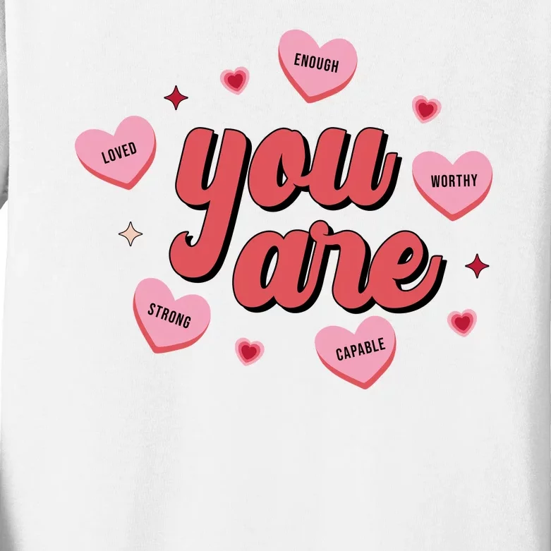 You Are Self Love Hearts Kids Long Sleeve Shirt