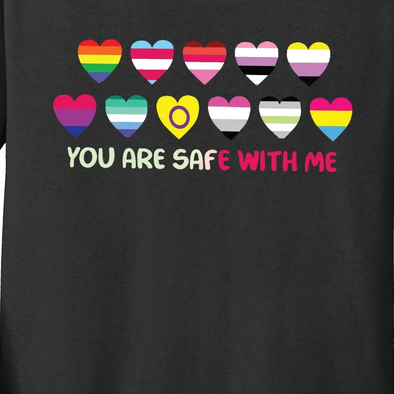 You Are Safe With Me Kids Long Sleeve Shirt