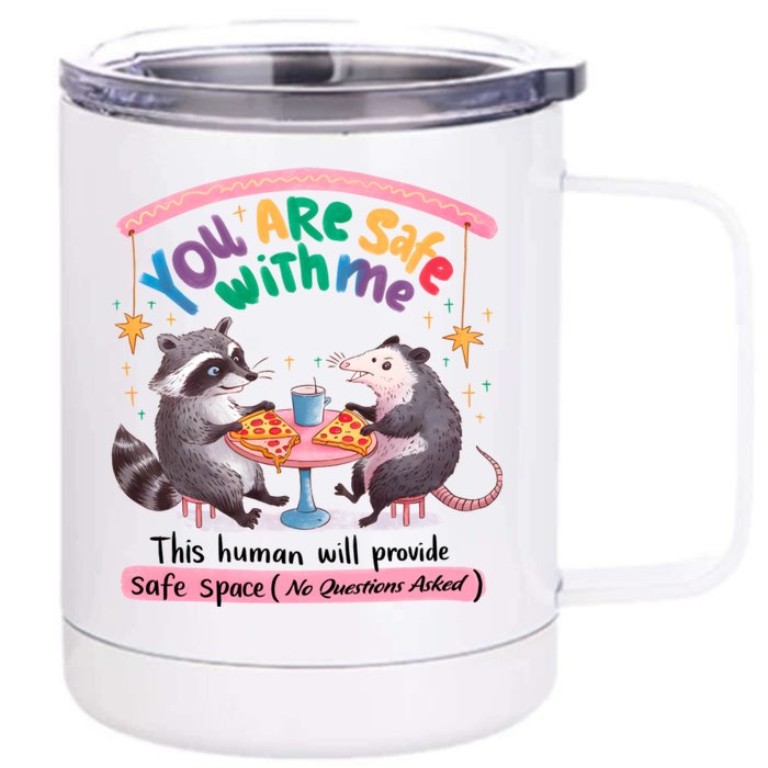 You Are Safe With Me Raccoon Lgbt Front & Back 12oz Stainless Steel Tumbler Cup