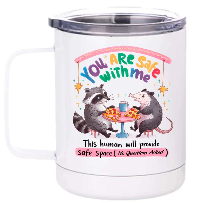 You Are Safe With Me Raccoon Lgbt Front & Back 12oz Stainless Steel Tumbler Cup