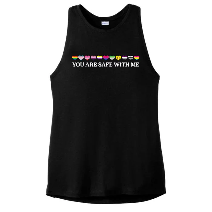 You Are Safe With Me Lgbt Flag Ladies Tri-Blend Wicking Tank