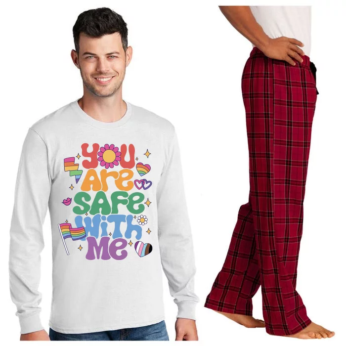 You Are Safe With Me Pride Ally Lgbt Lgbtq Pride Month Long Sleeve Pajama Set