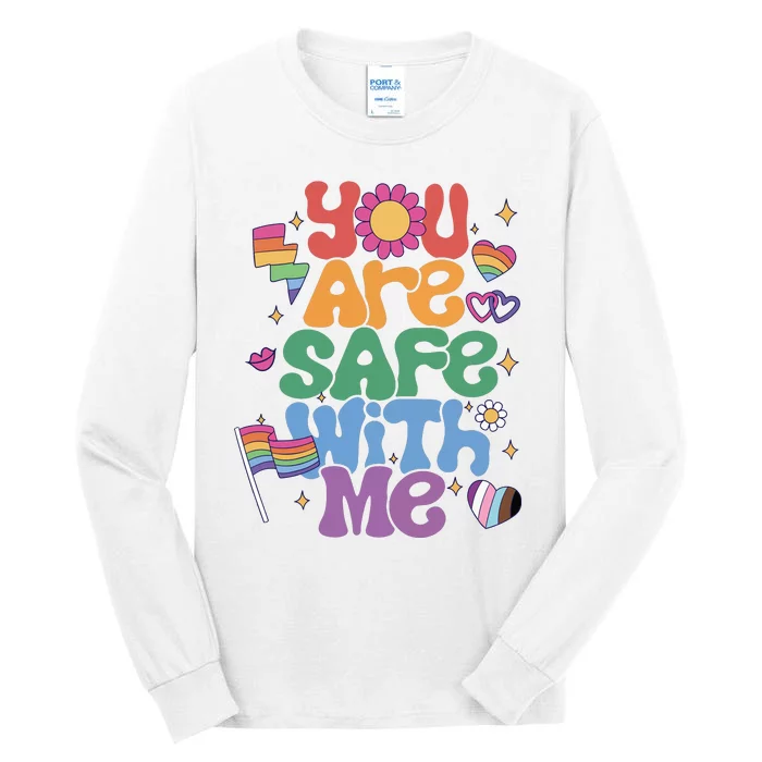 You Are Safe With Me Pride Ally Lgbt Lgbtq Pride Month Tall Long Sleeve T-Shirt