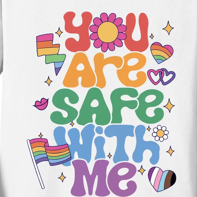 You Are Safe With Me Pride Ally Lgbt Lgbtq Pride Month Kids Long Sleeve Shirt