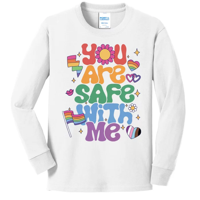 You Are Safe With Me Pride Ally Lgbt Lgbtq Pride Month Kids Long Sleeve Shirt