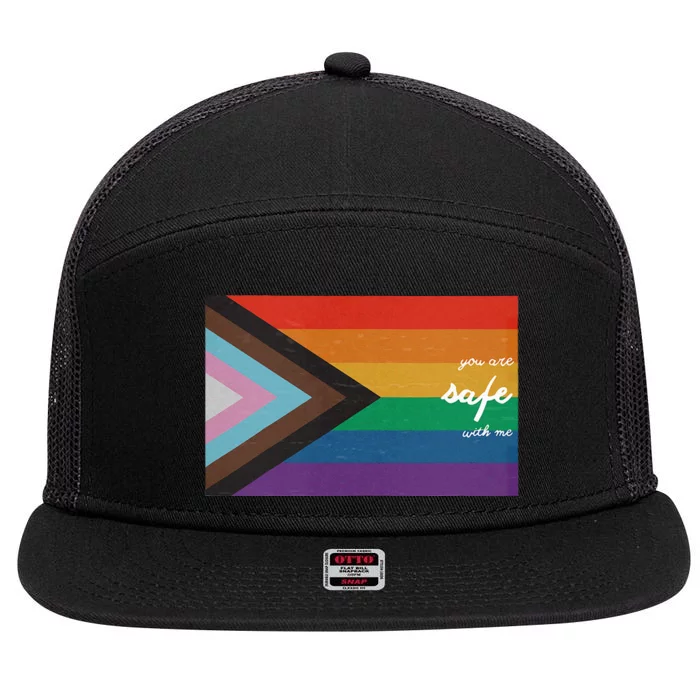 You are safe with me LGBT Ally 7 Panel Mesh Trucker Snapback Hat