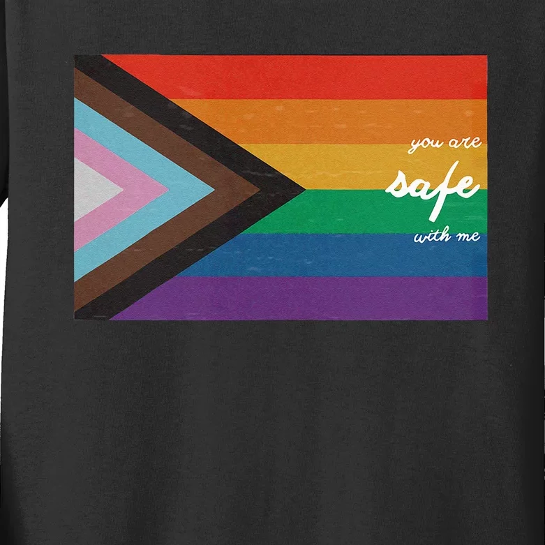 You are safe with me LGBT Ally Kids Long Sleeve Shirt