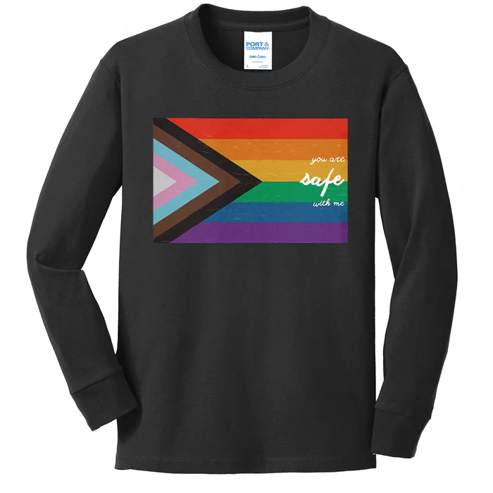 You are safe with me LGBT Ally Kids Long Sleeve Shirt