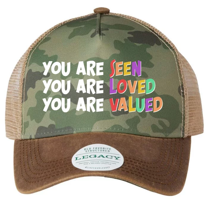 You Are Seen Loved Valued Legacy Tie Dye Trucker Hat