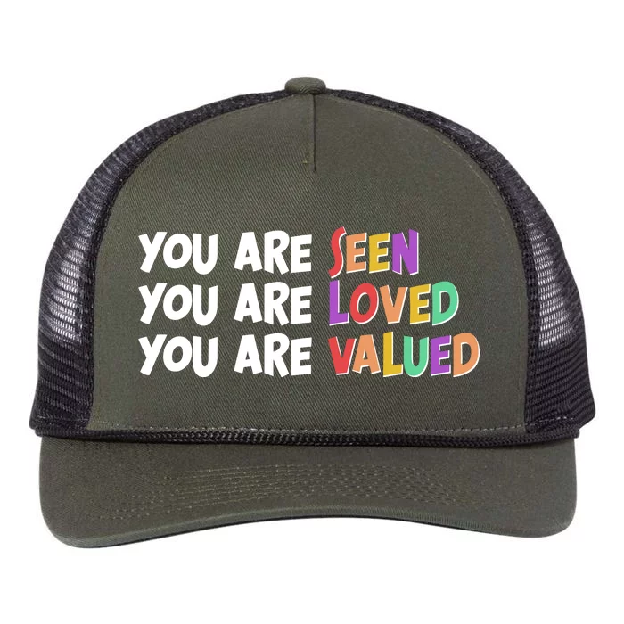 You Are Seen Loved Valued Retro Rope Trucker Hat Cap