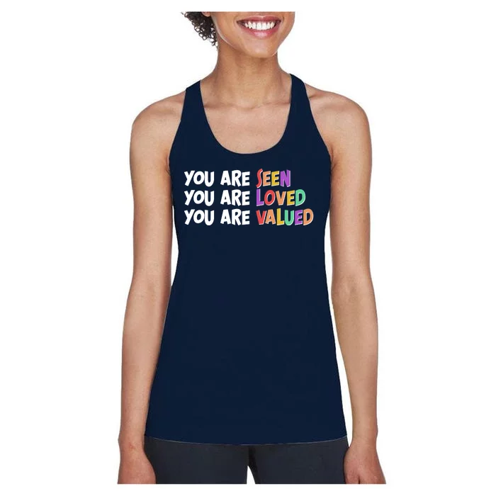 You Are Seen Loved Valued Women's Racerback Tank