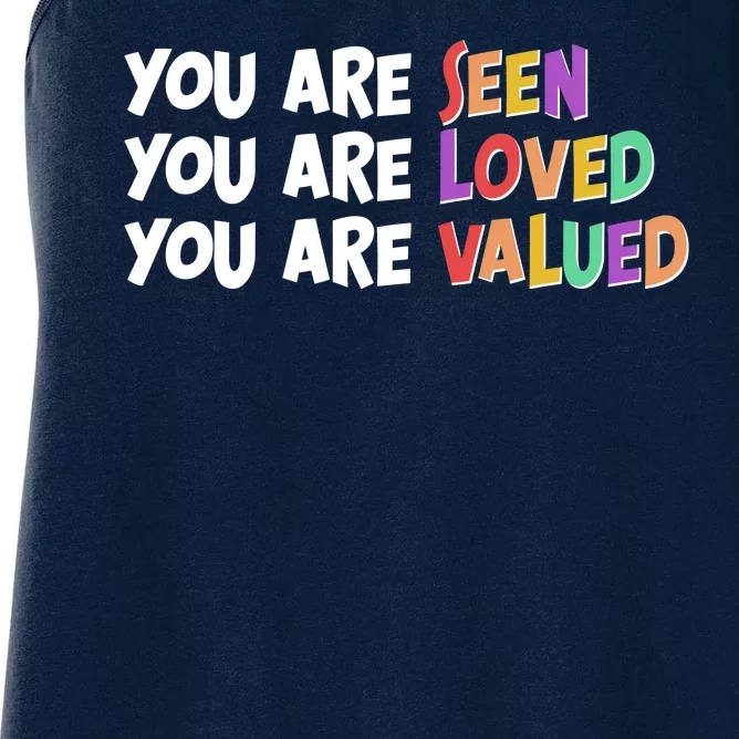 You Are Seen Loved Valued Women's Racerback Tank