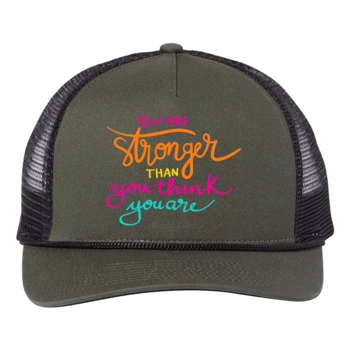 You Are Stronger Than You Think You Are Positive Quote Retro Rope Trucker Hat Cap