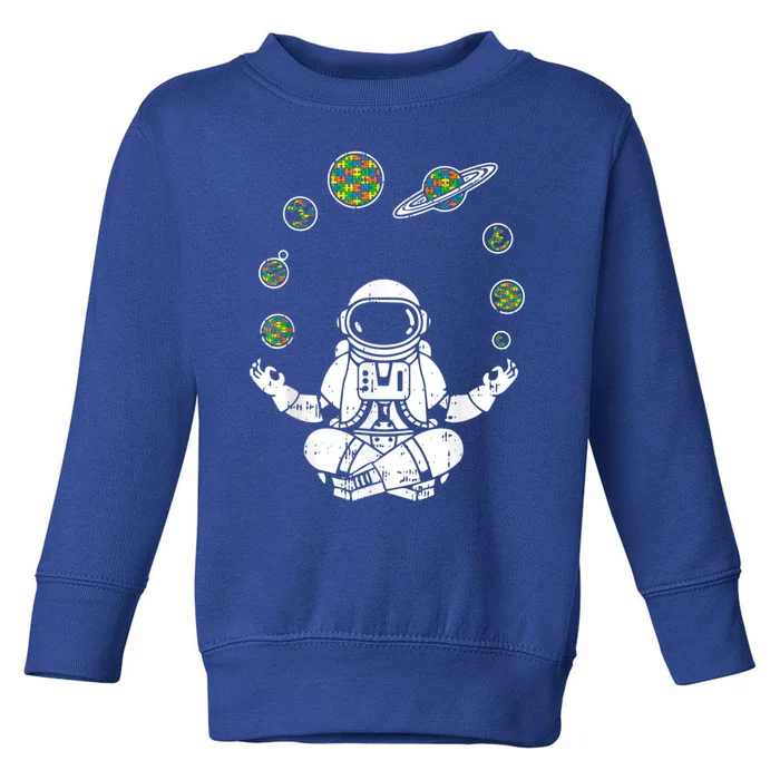 Yoga Astronaut Space Planets Autism Awareness Funny Gift For Mom Funny Gift Toddler Sweatshirt