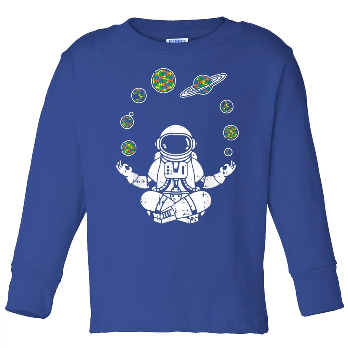 Yoga Astronaut Space Planets Autism Awareness Funny Gift For Mom Funny Gift Toddler Long Sleeve Shirt