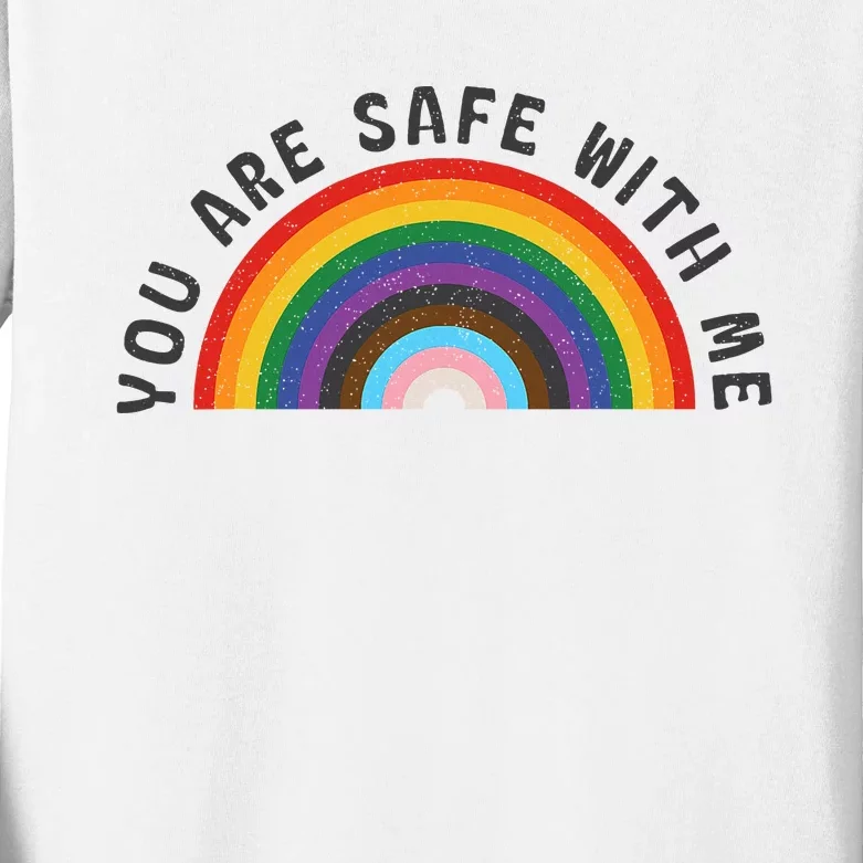 You Are Safe With Me You’Re Safe Lgbtq Pride Ally Rainbow Kids Long Sleeve Shirt