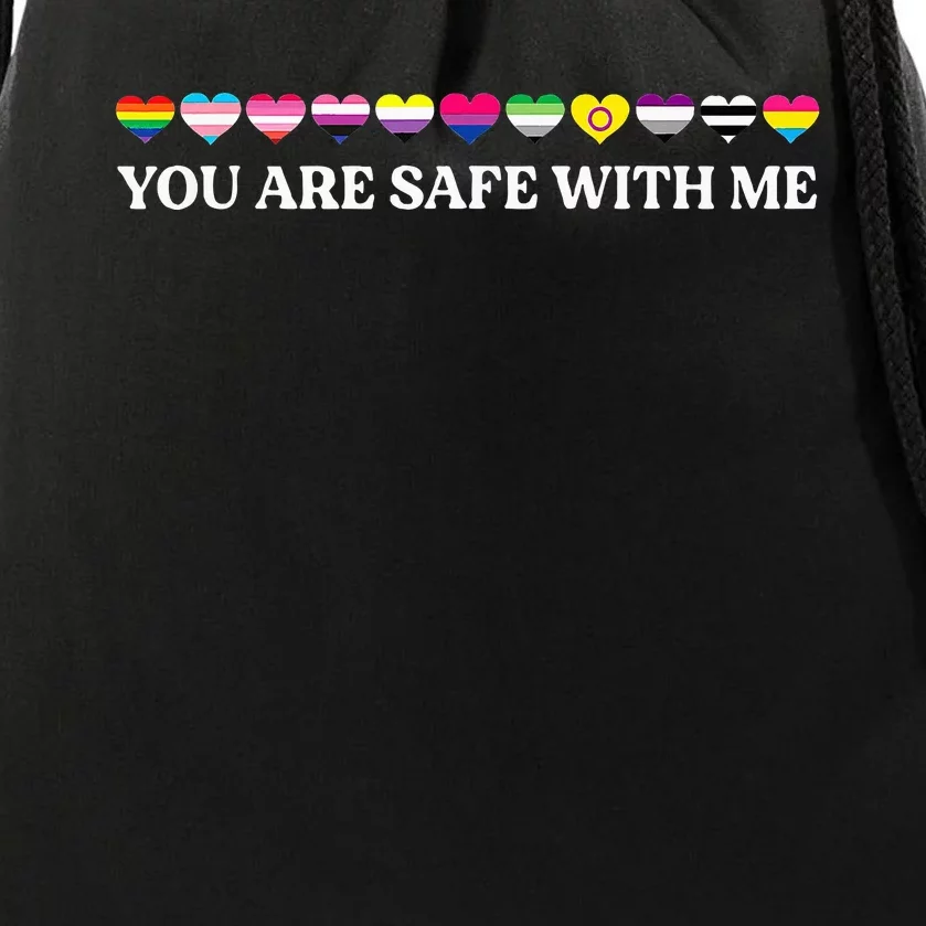 You Are Safe With Me Lgbt Flag Drawstring Bag