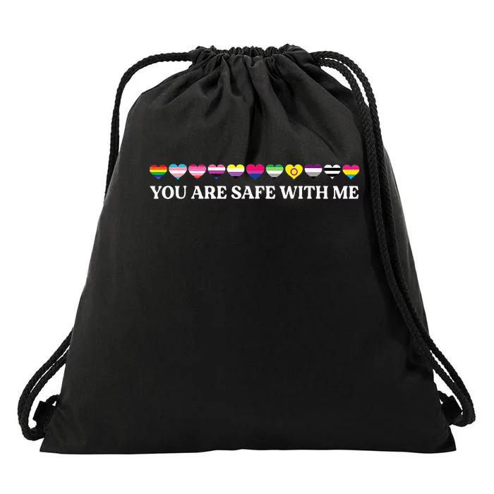 You Are Safe With Me Lgbt Flag Drawstring Bag