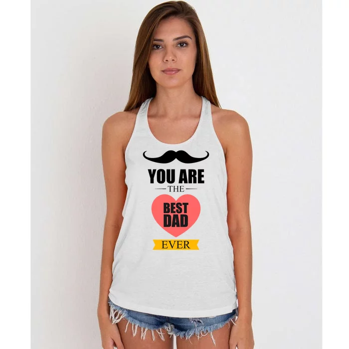 You Are The Best Dad Ever Mustache Heart Women's Knotted Racerback Tank