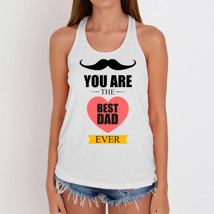 You Are The Best Dad Ever Mustache Heart Women's Knotted Racerback Tank