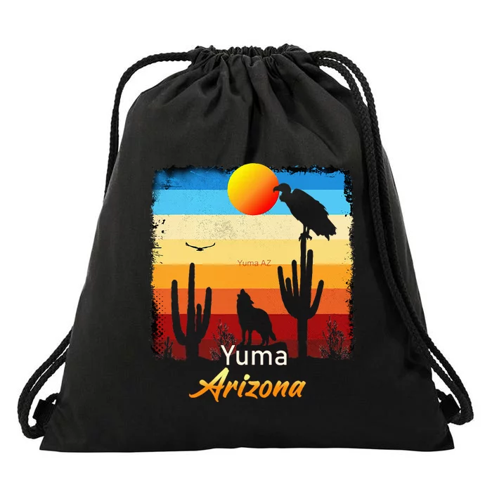 Yuma Arizona Vintage Coyote Sunset Az Desert Drawstring Bag