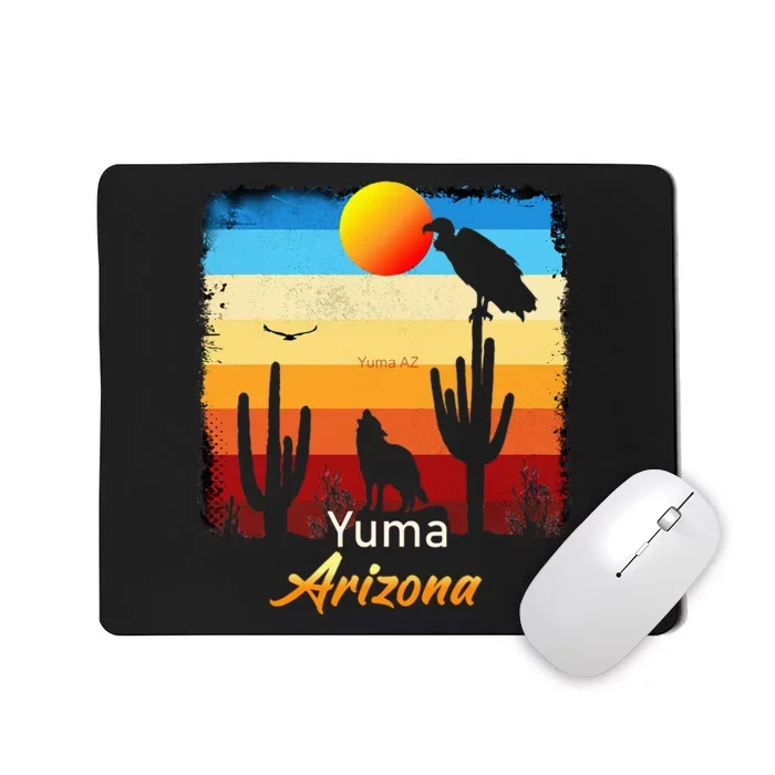 Yuma Arizona Vintage Coyote Sunset Az Desert Mousepad