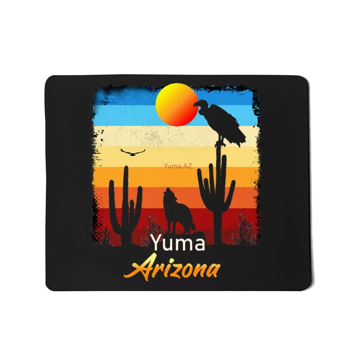 Yuma Arizona Vintage Coyote Sunset Az Desert Mousepad