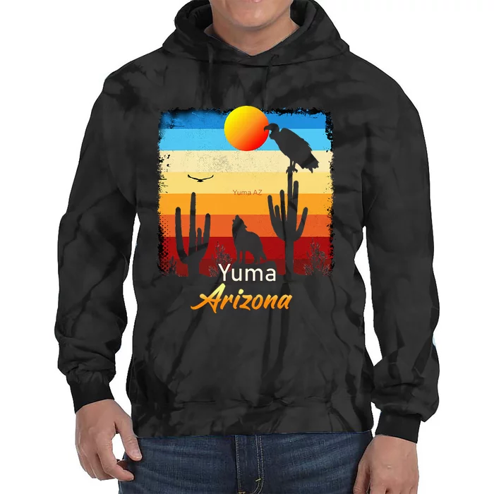 Yuma Arizona Vintage Coyote Sunset Az Desert Tie Dye Hoodie