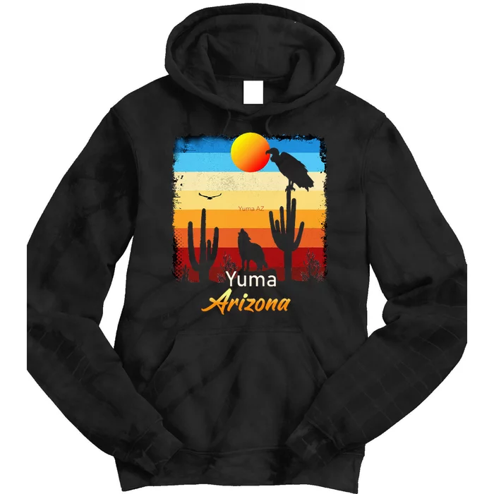 Yuma Arizona Vintage Coyote Sunset Az Desert Tie Dye Hoodie