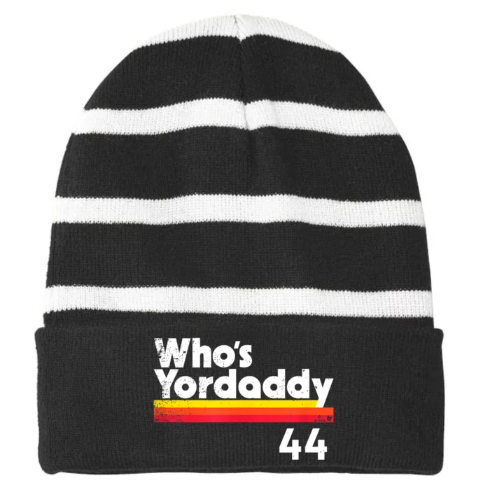 Yordan Alvarez WhoS Yordaddy Houston Baseball Striped Beanie with Solid Band