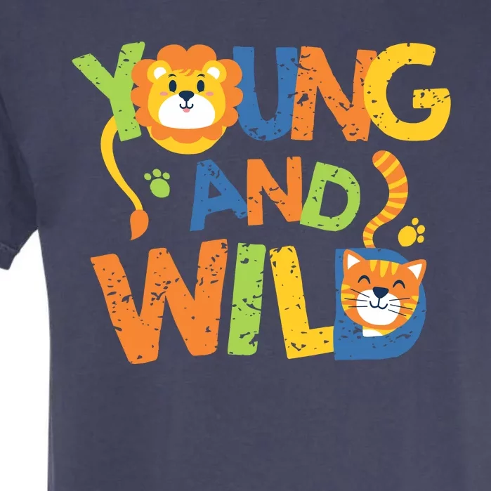 Young And Wild Typography Cute Animal Garment-Dyed Heavyweight T-Shirt