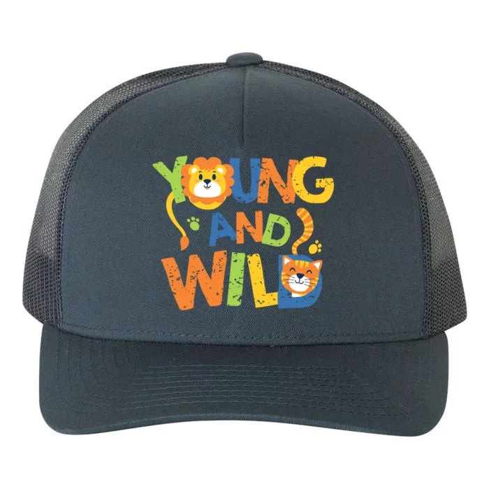 Young And Wild Typography Cute Animal Yupoong Adult 5-Panel Trucker Hat