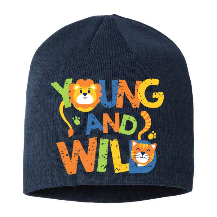 Young And Wild Typography Cute Animal 8 1/2in Sustainable Knit Beanie