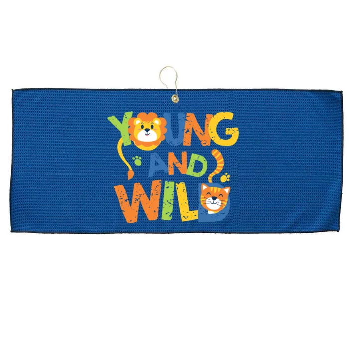 Young And Wild Typography Cute Animal Large Microfiber Waffle Golf Towel