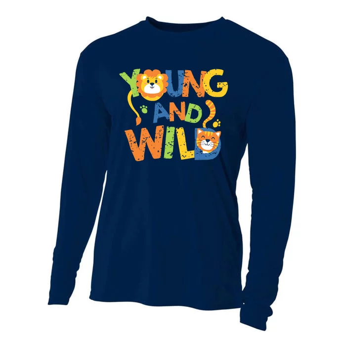 Young And Wild Typography Cute Animal Cooling Performance Long Sleeve Crew