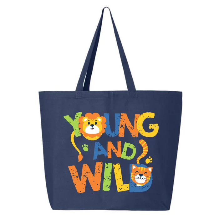 Young And Wild Typography Cute Animal 25L Jumbo Tote