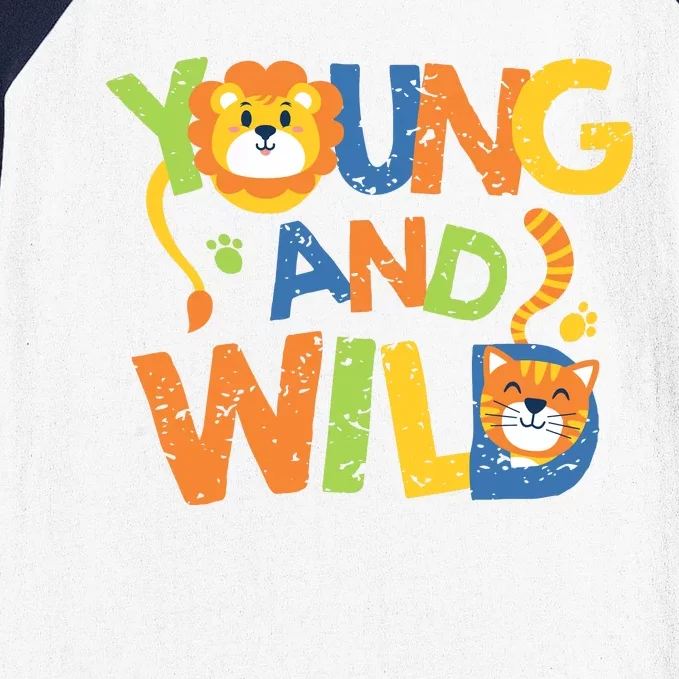 Young And Wild Typography Cute Animal Baseball Sleeve Shirt